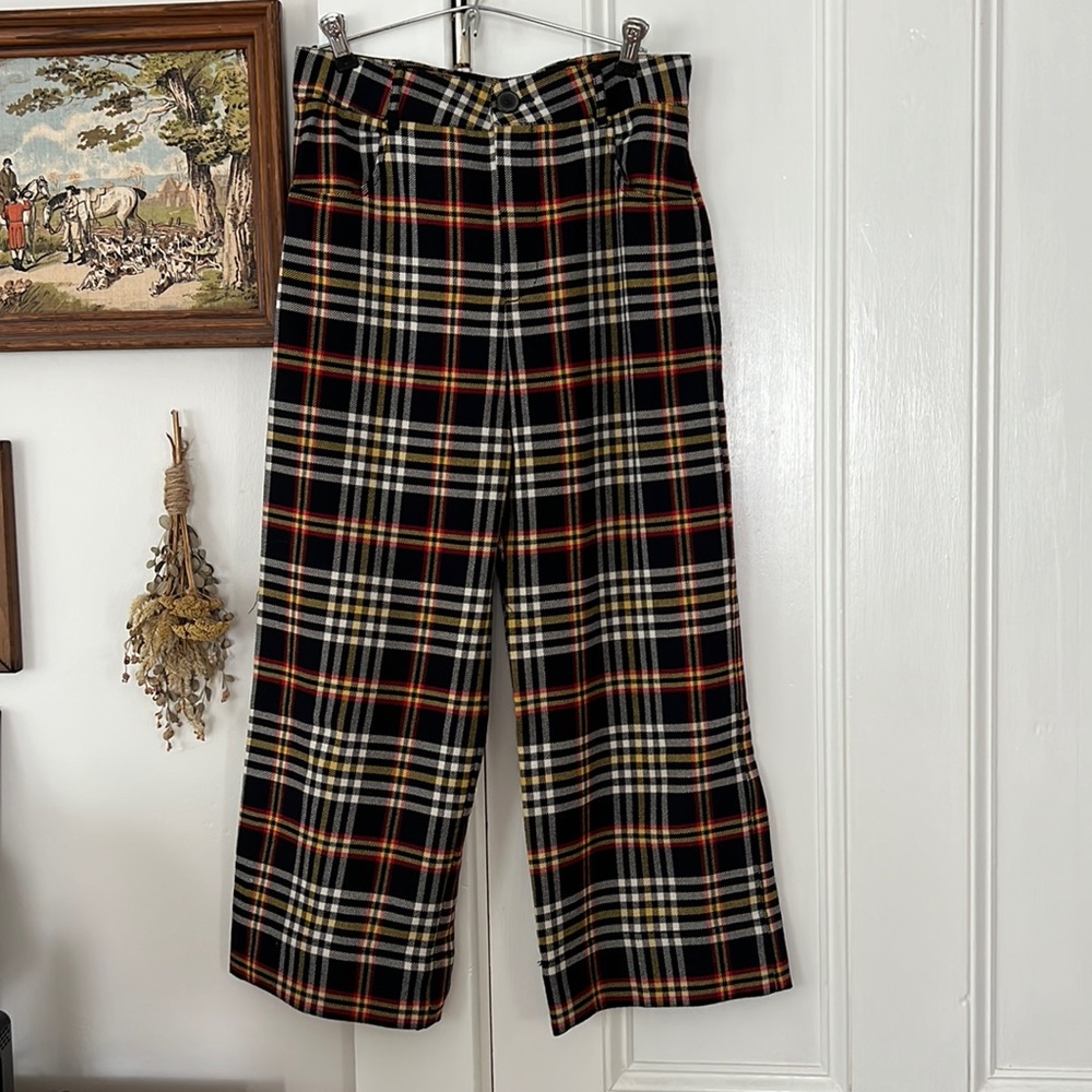 Zara Plaid Wide Leg Pants